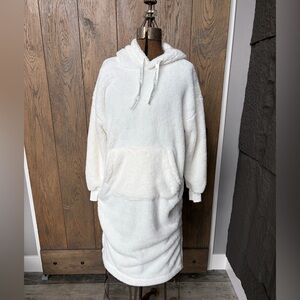 Cozy White Hooded Fleece Dress